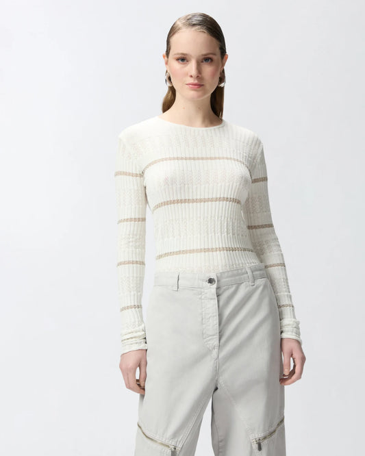 Maglia a costine con righe metallizzate Pinko