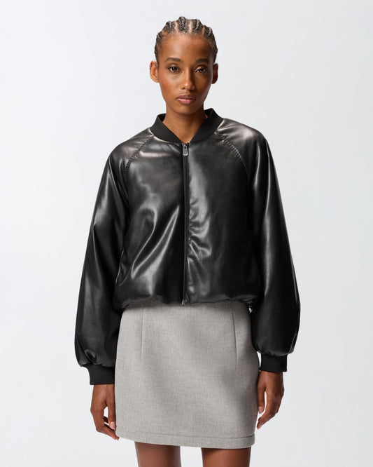 Bomber corto effetto pelle Pinko