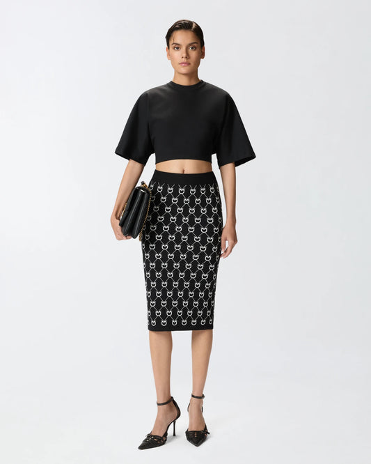 Gonna longuette in maglia Monogram Pinko
