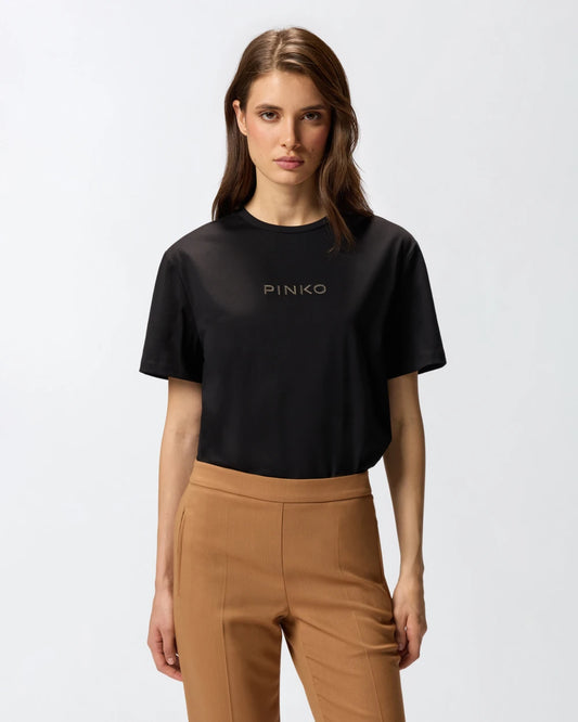 T-shirt logo strass Pinko