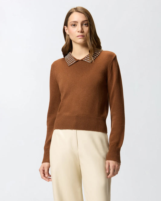 Maglia con colletto e strass Pinko