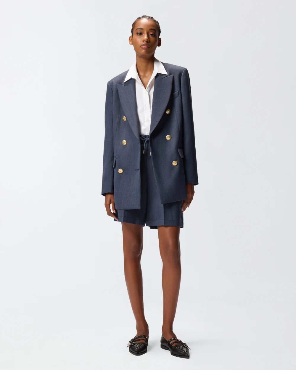 Blazer doppiopetto in lana con bottoni dorati Pinko