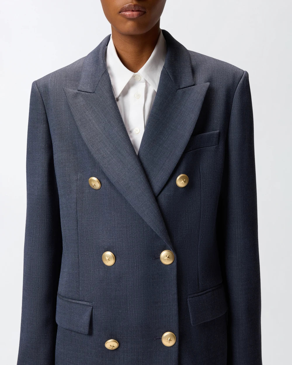 Blazer doppiopetto in lana con bottoni dorati Pinko