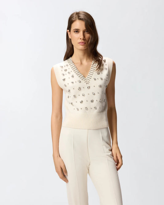 Gilet in maglia con strass Pinko