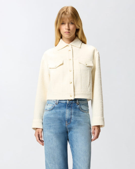 Giacca trucker in bouclé di cotone e lana Pinko