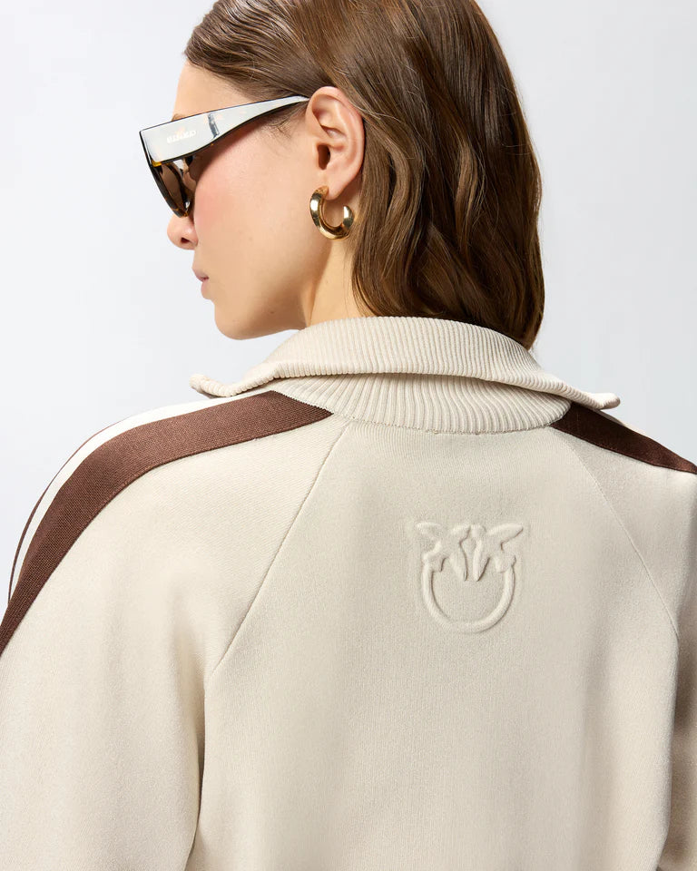 Felpa con zip e logo Love Birds Pinko