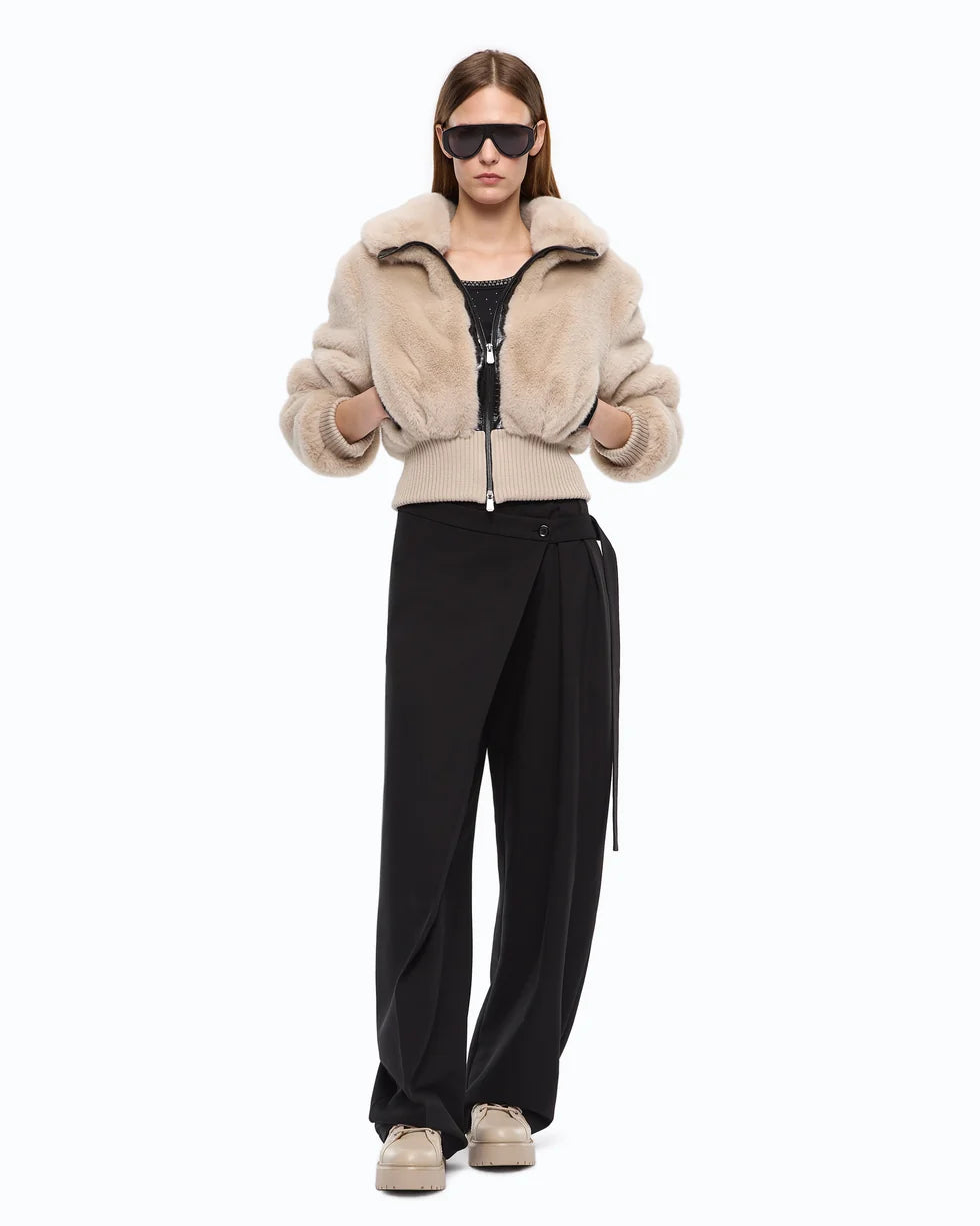 Bomber in tessuto effetto pelliccia Pinko