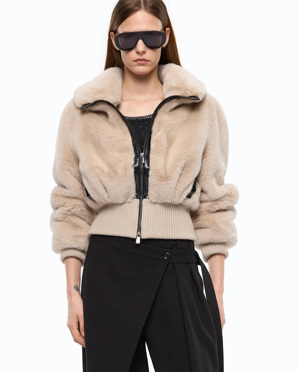 Bomber in tessuto effetto pelliccia Pinko
