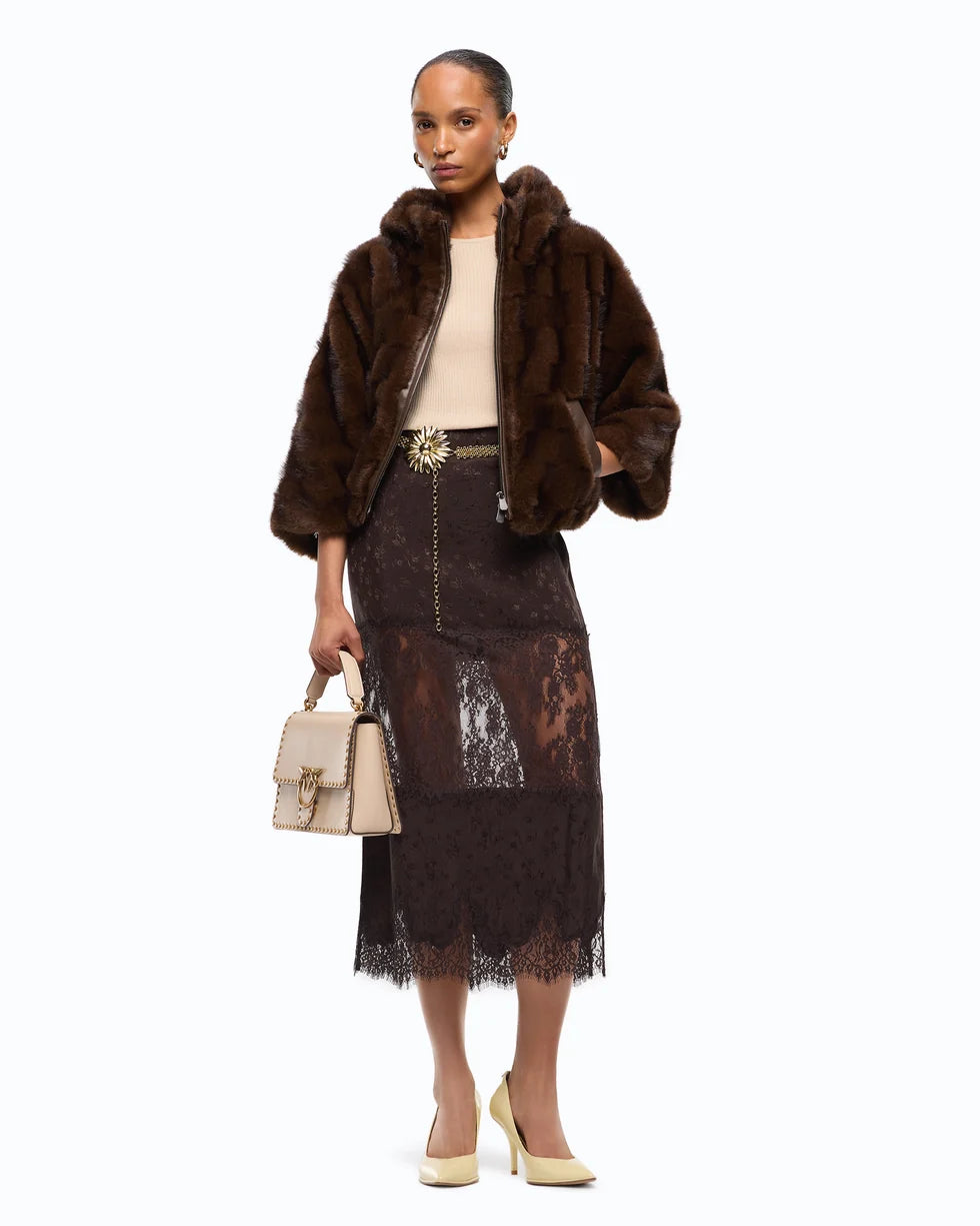 Giacca blouson effetto pelliccia con cappuccio Pinko