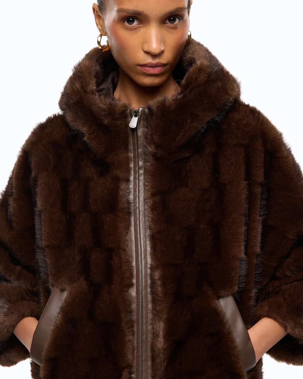 Giacca blouson effetto pelliccia con cappuccio Pinko