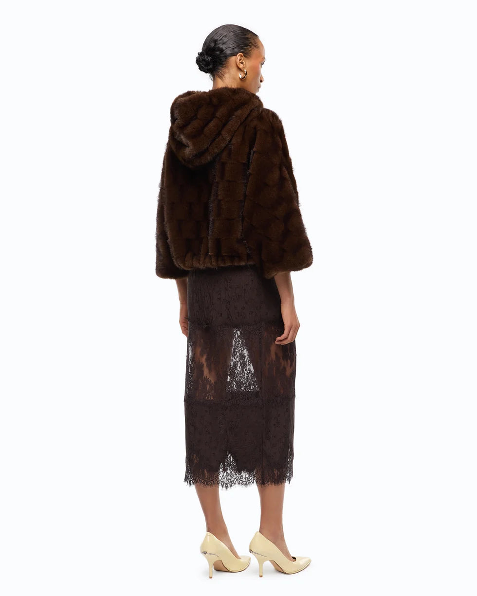 Giacca blouson effetto pelliccia con cappuccio Pinko
