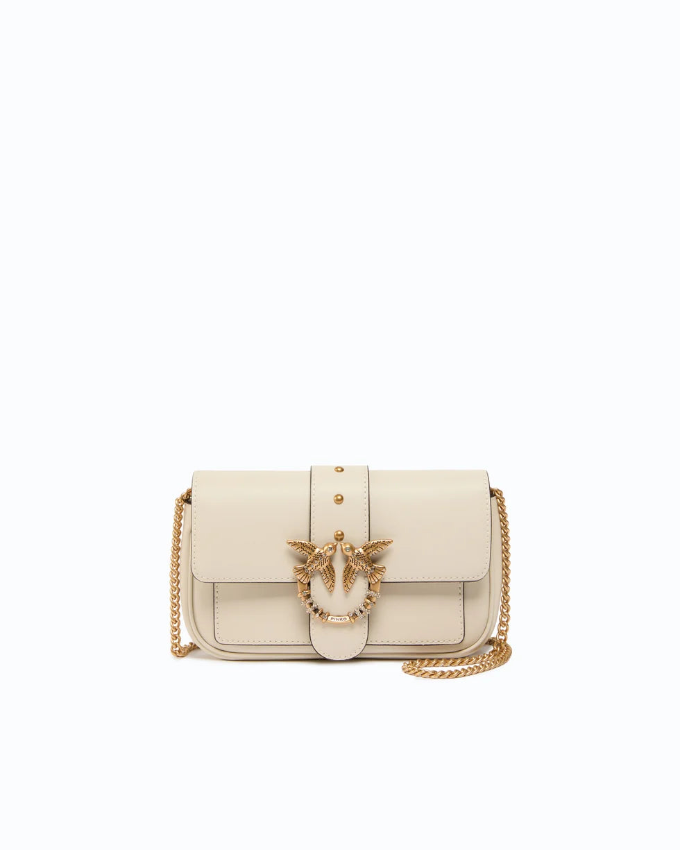 Borsa a spalla piccola Love Bag Pocket in pelle con fibbia gioiello Pinko