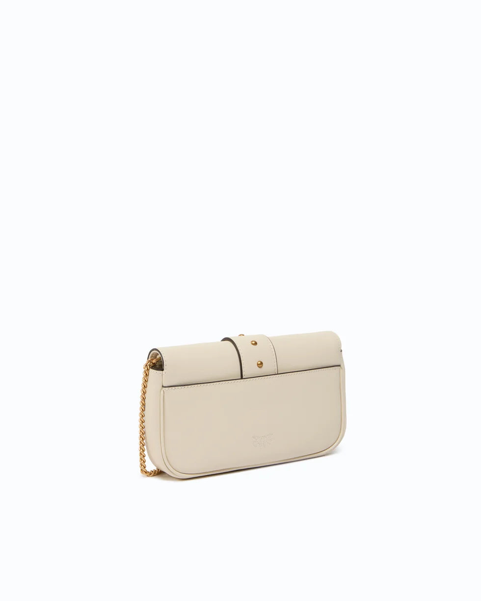 Borsa a spalla piccola Love Bag Pocket in pelle con fibbia gioiello Pinko