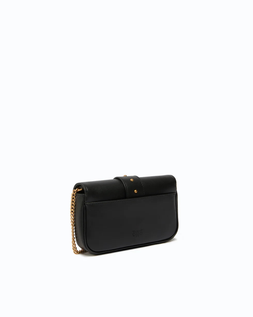 Borsa a spalla piccola Love Bag Pocket in pelle con fibbia gioiello Pinko