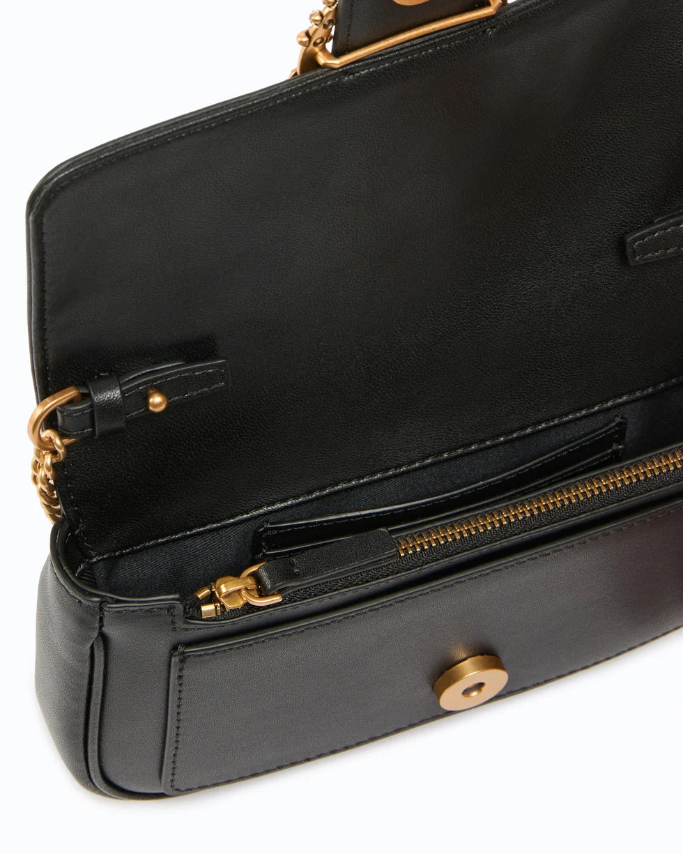 Borsa a spalla piccola Love Bag Pocket in pelle con fibbia gioiello Pinko