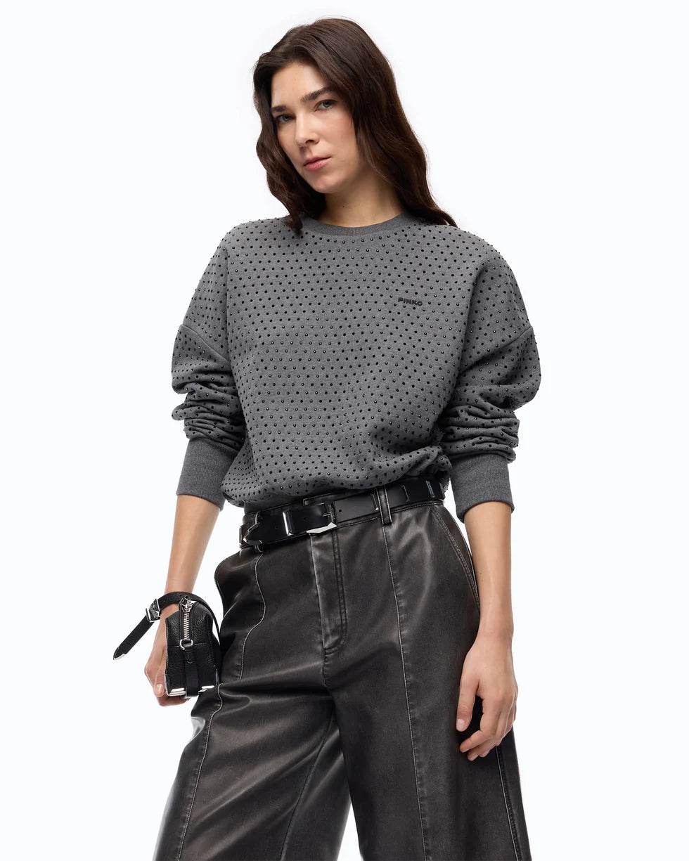 Maglia in felpa full strass Pinko