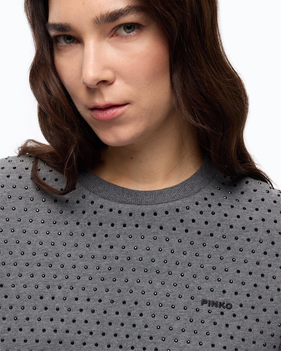 Maglia in felpa full strass Pinko