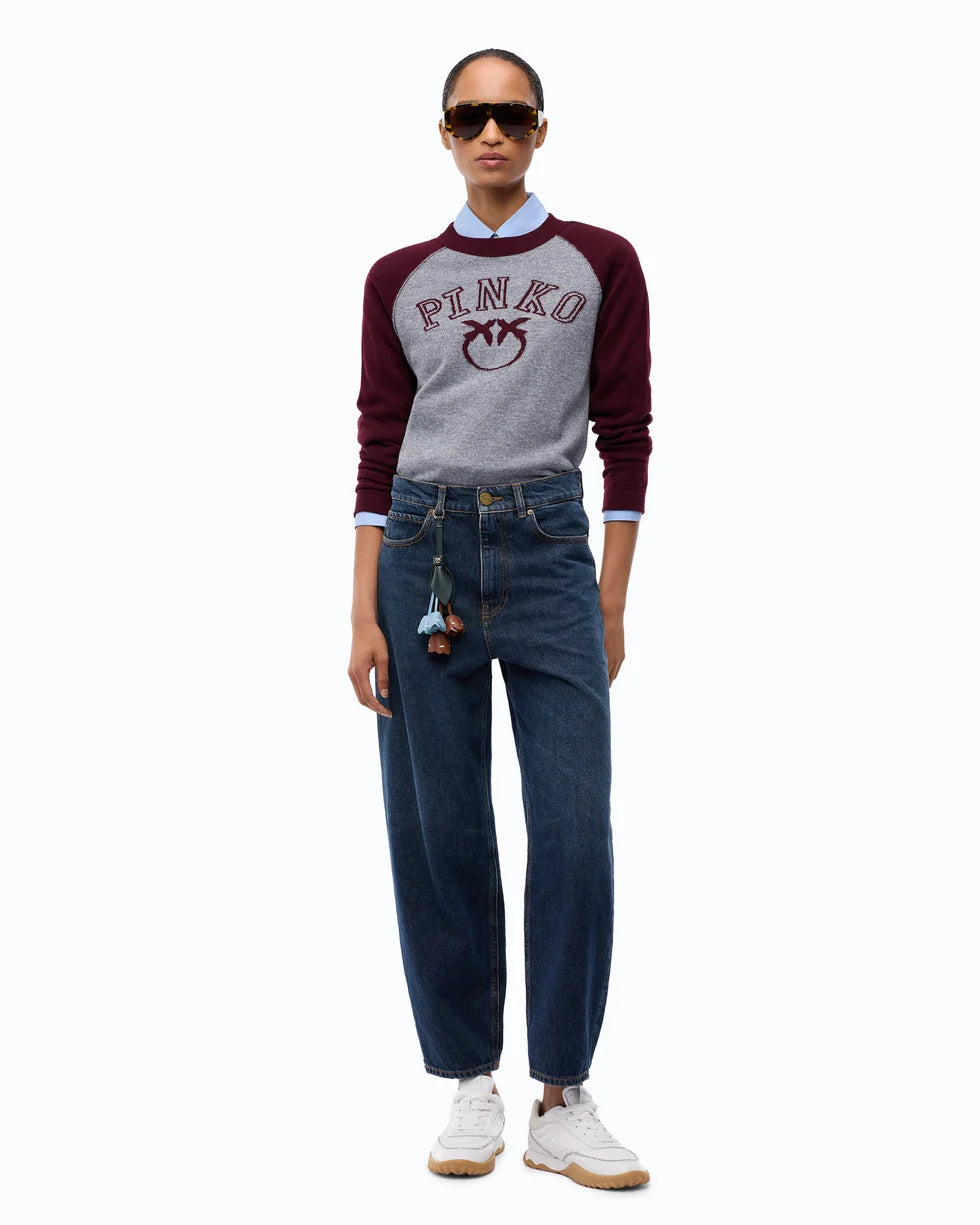 Maglia bicolore con logo Love Birds Pinko
