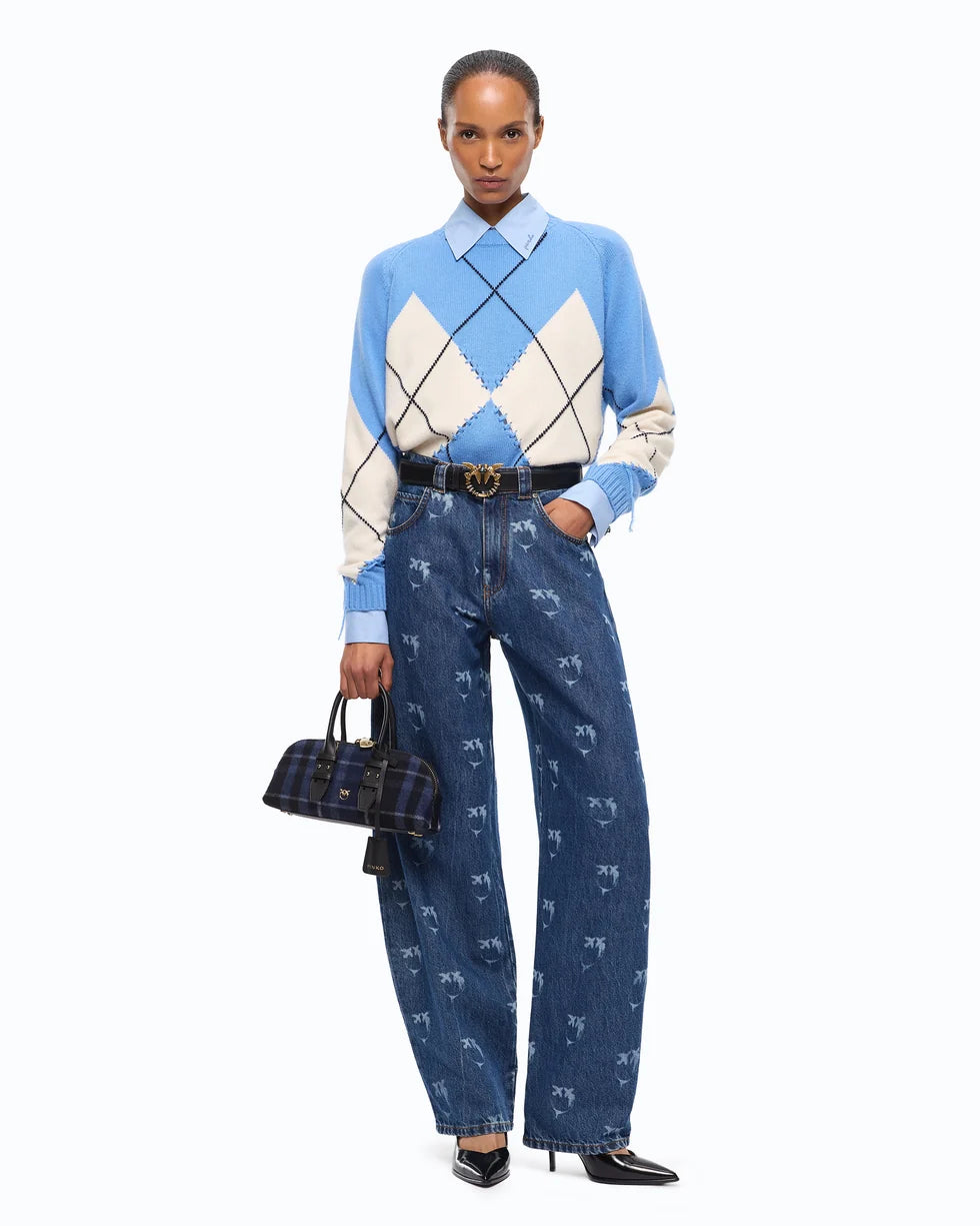 Maglione in lana e cashmere con maxi rombi Pinko