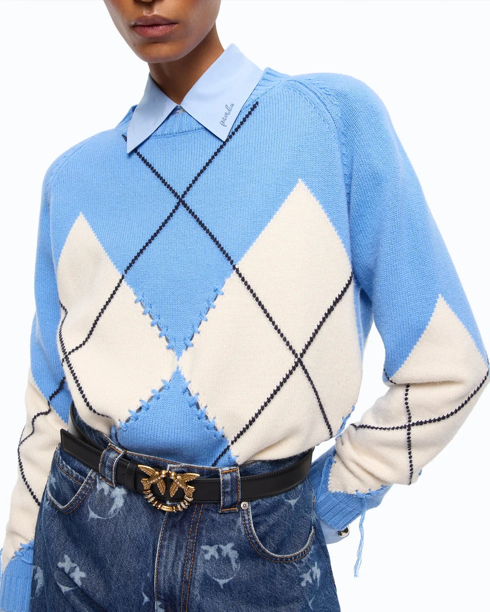 Maglione in lana e cashmere con maxi rombi Pinko