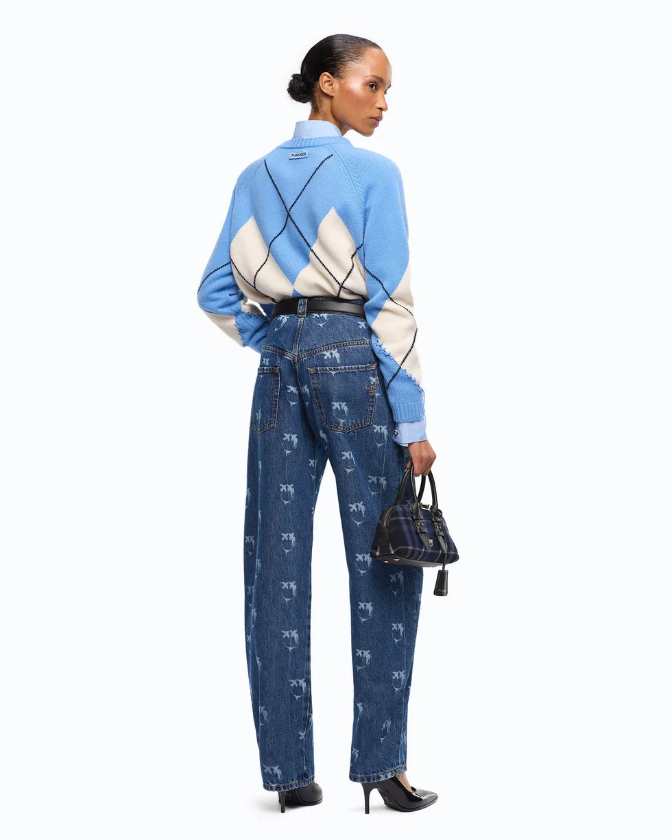 Maglione in lana e cashmere con maxi rombi Pinko
