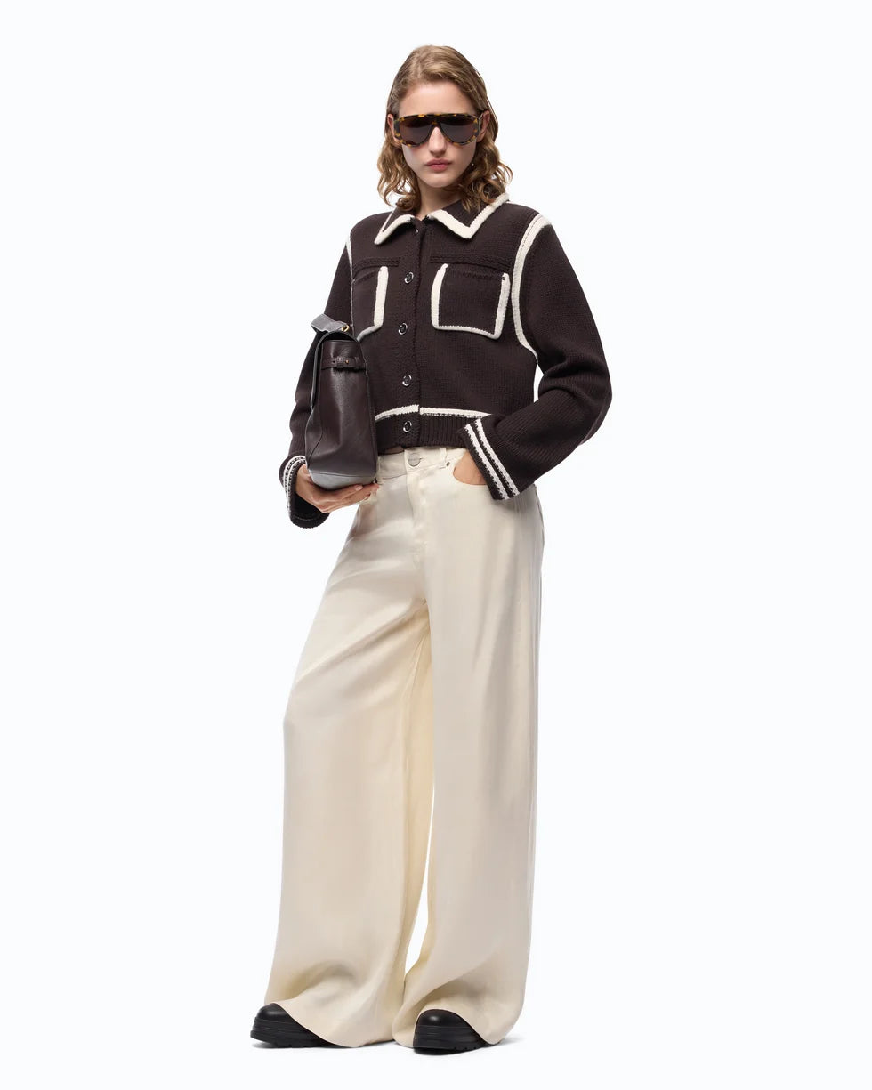 Giacca in lana merino con bordi a contrasto Pinko