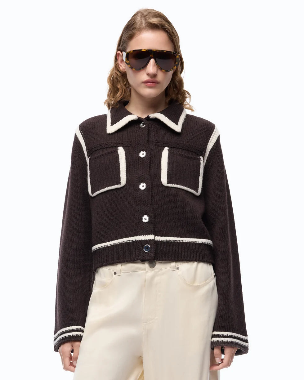 Giacca in lana merino con bordi a contrasto Pinko