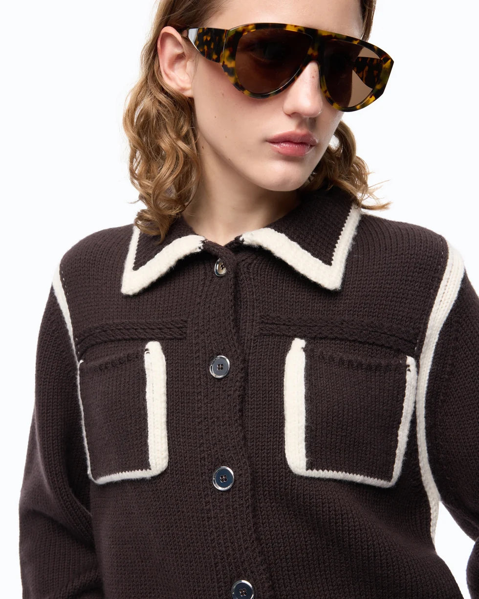 Giacca in lana merino con bordi a contrasto Pinko