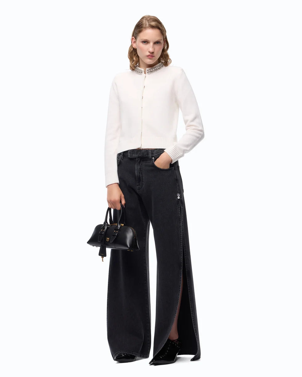 Jeans wide leg con spacchi laterali Pinko