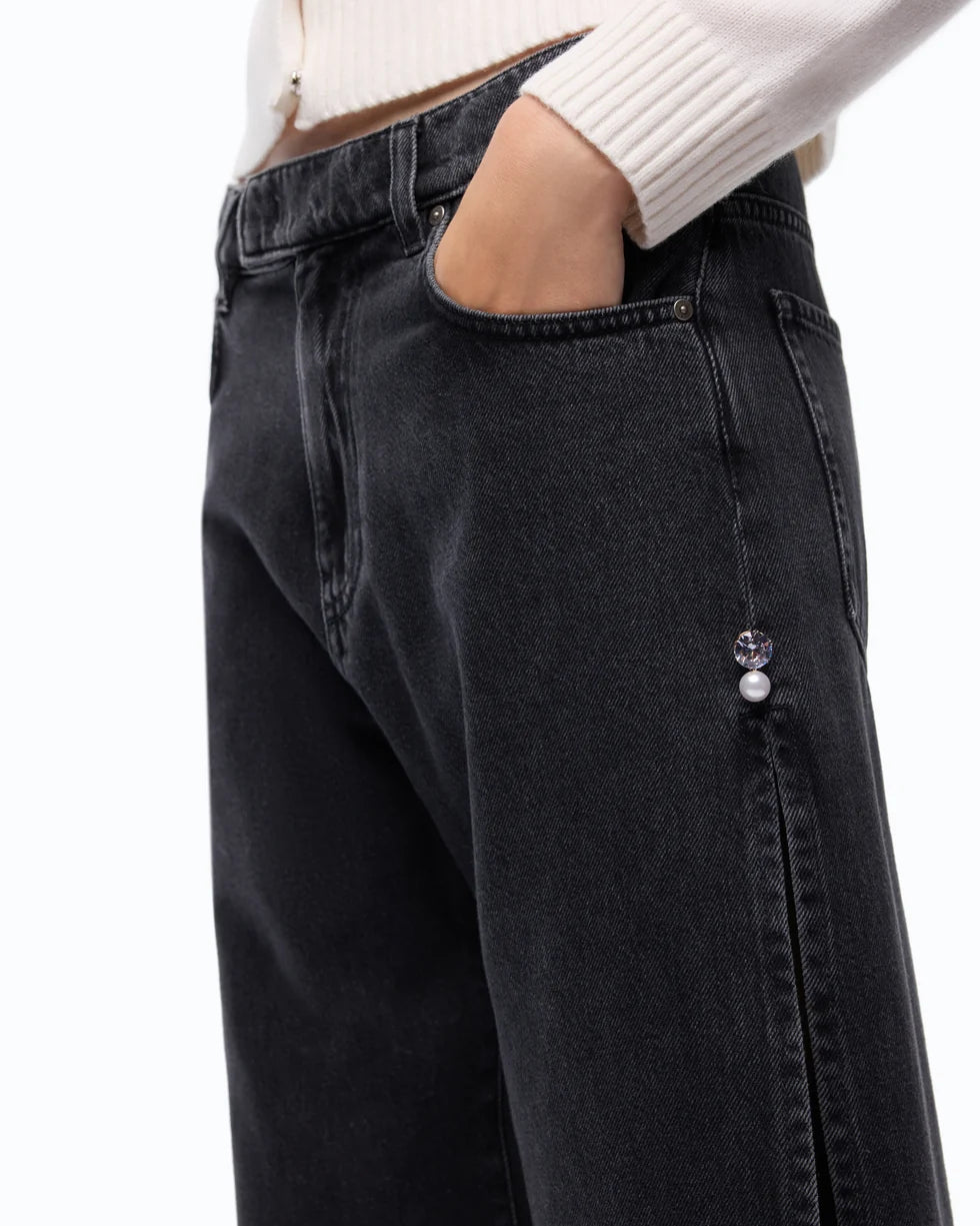 Jeans wide leg con spacchi laterali Pinko