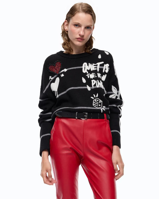 Maglia in lana merino Quiet Is The New Punk Pinko