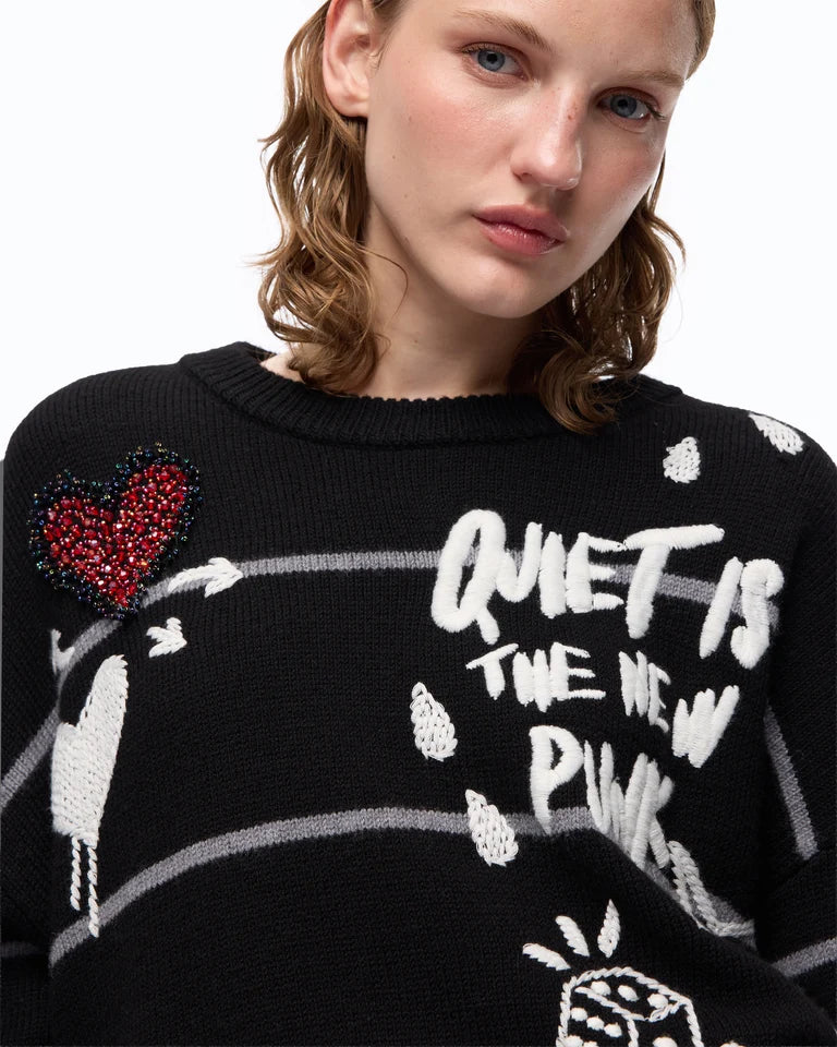 Maglia in lana merino Quiet Is The New Punk Pinko