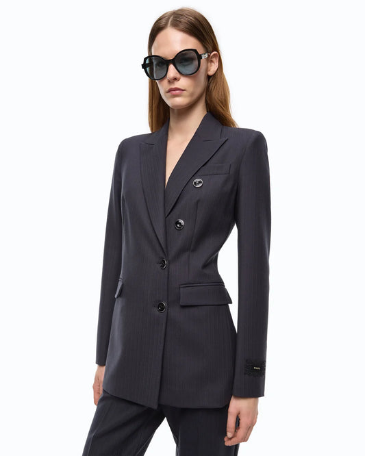 Giacca slim doppiopetto in misto lana Pinko