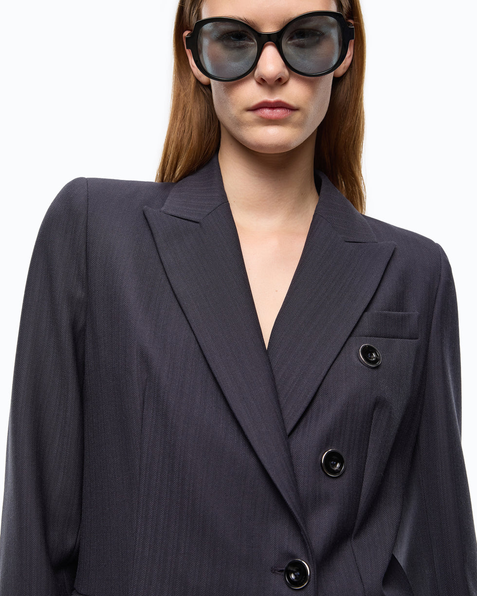 Giacca slim doppiopetto in misto lana Pinko
