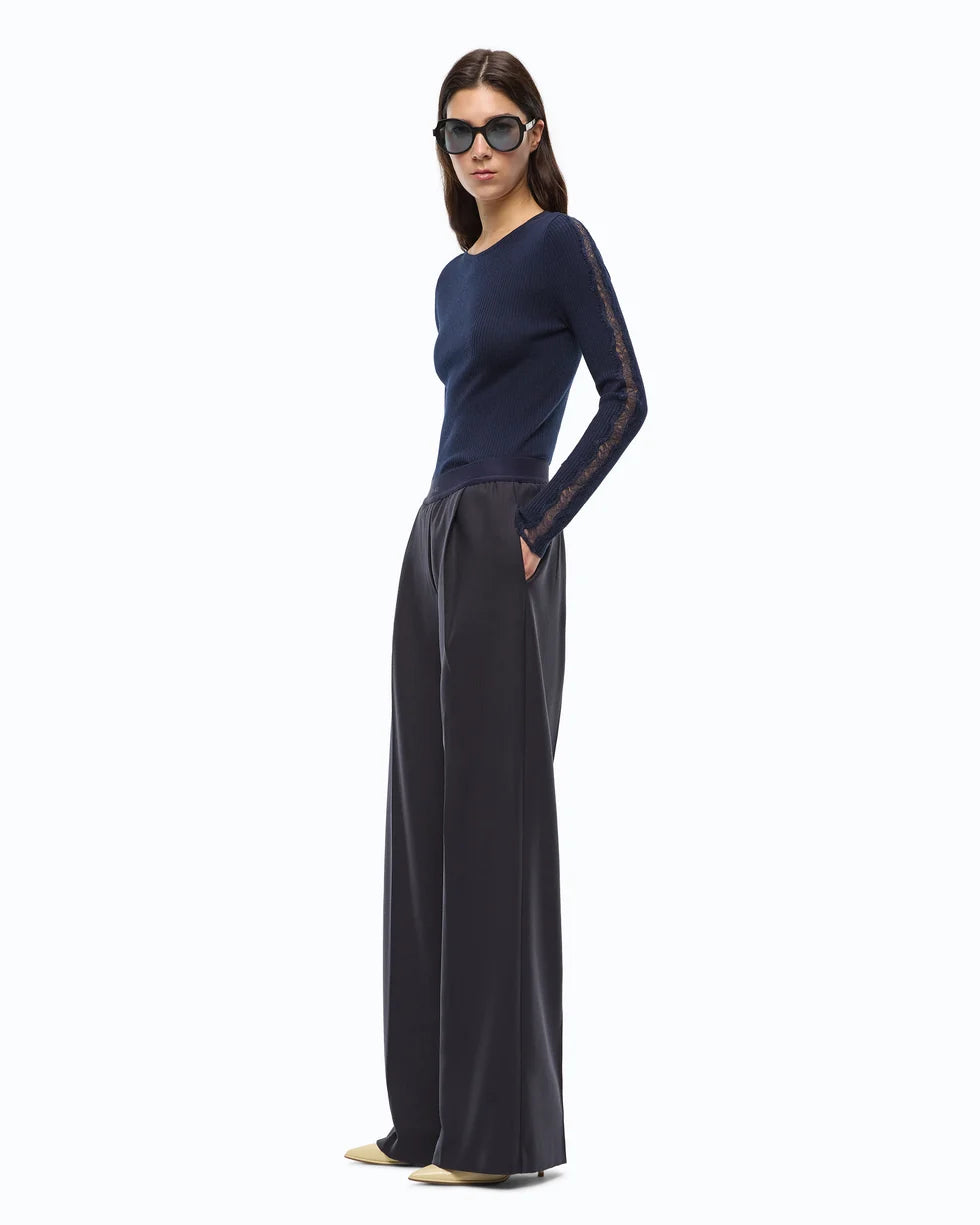 Pantaloni palazzo in misto lana stretch Pinko