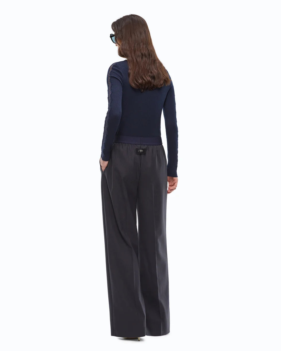 Pantaloni palazzo in misto lana stretch Pinko