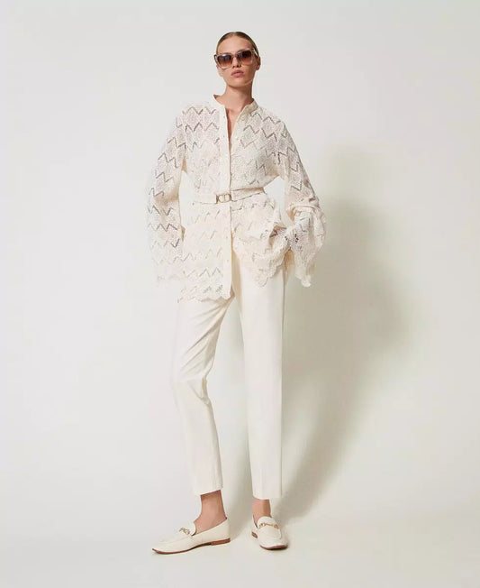 Pantaloni dritti in gabardine misto cotone Twinset