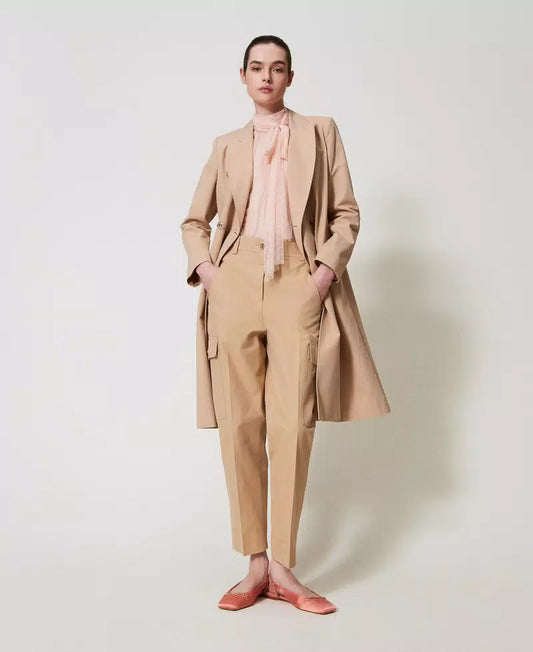Pantaloni cargo in gabardine misto cotone Twinset
