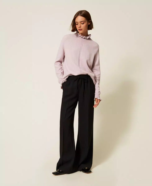 Pantaloni ampi in crêpe con coulisse TwinSet