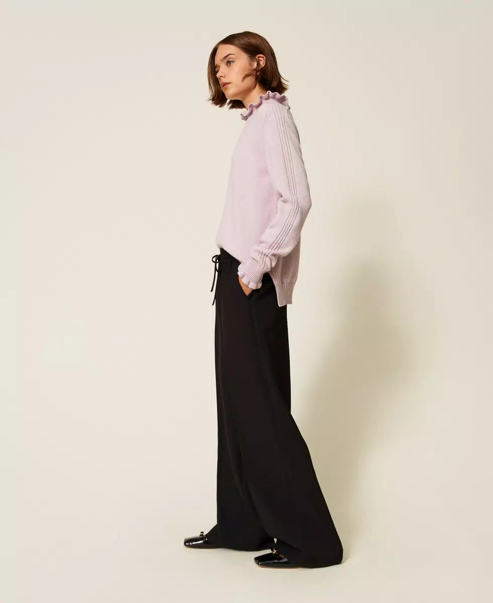 Pantaloni ampi in crêpe con coulisse TwinSet