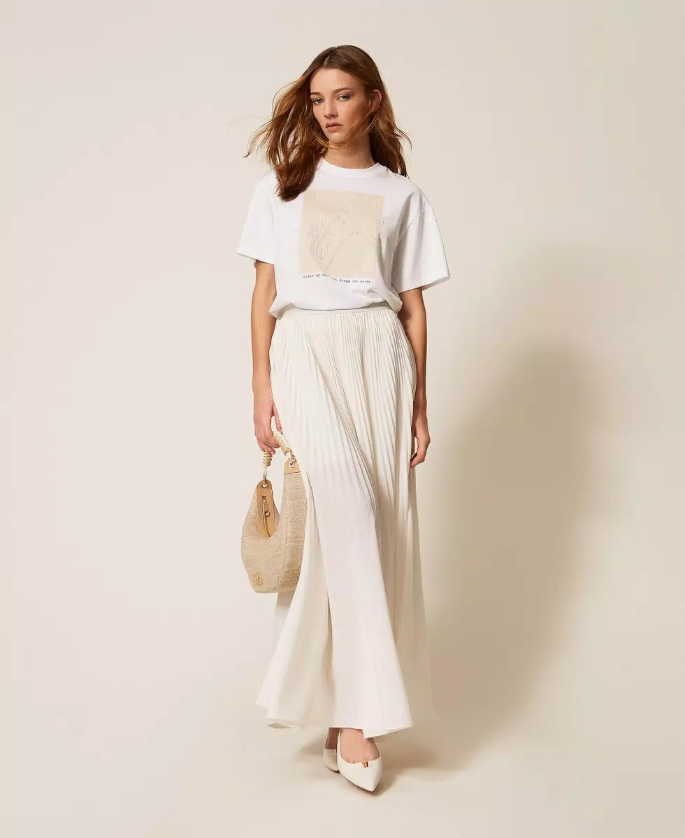 T-shirt regular con stampa e ricamo TwinSet