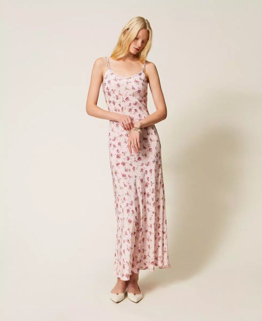 Abito lungo con spalline e stampa a fiori Twinset
