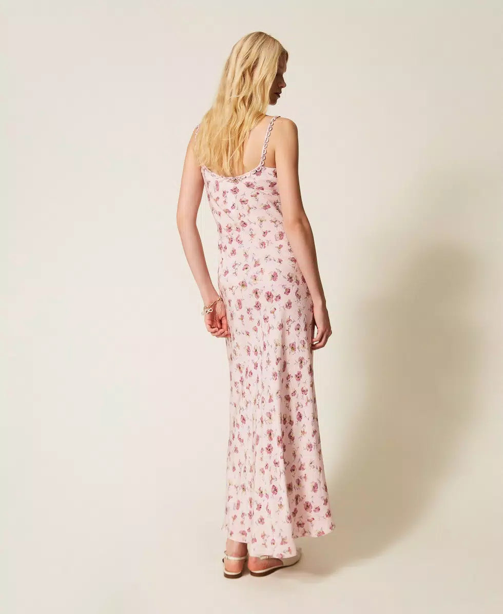 Abito lungo con spalline e stampa a fiori Twinset