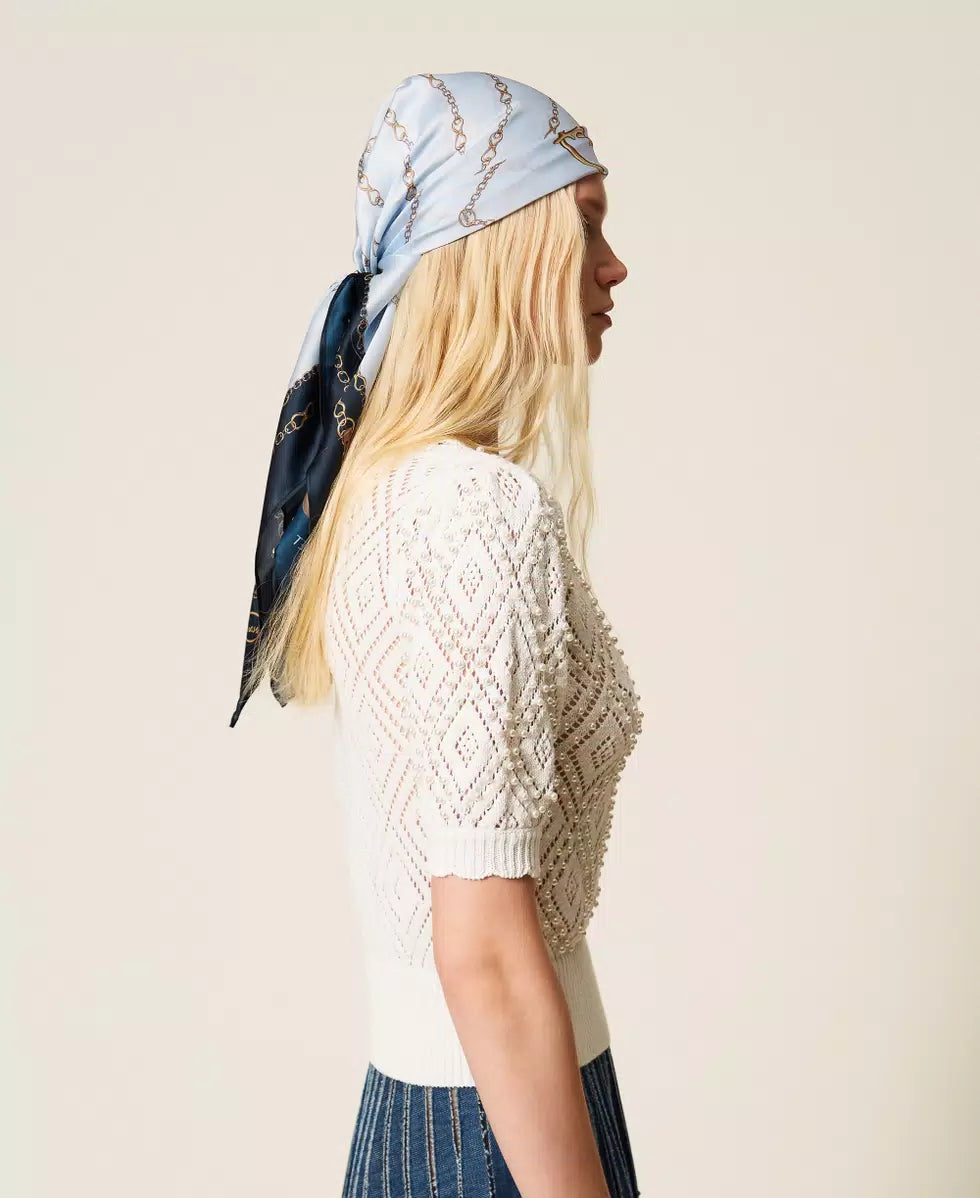 Maglia a losanghe con perle Twinset