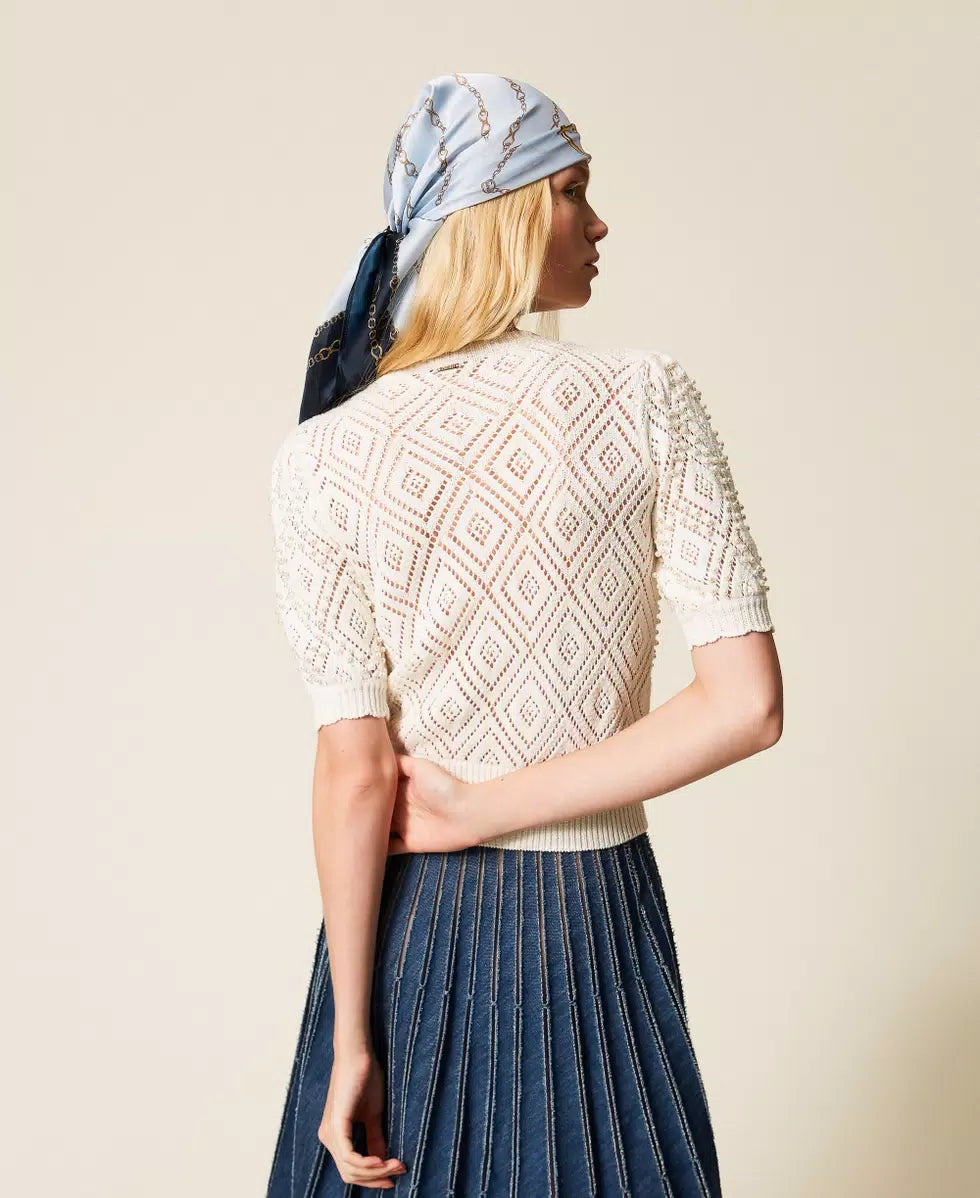 Maglia a losanghe con perle Twinset