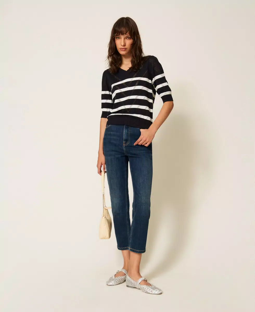 Maglia in cotone e cashmere a righe Twinset