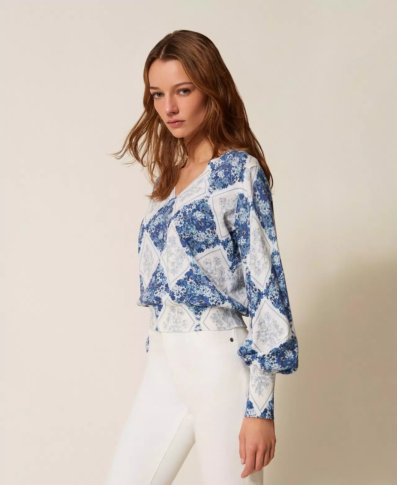 Maglia con stampa floreale a losanghe Twinset