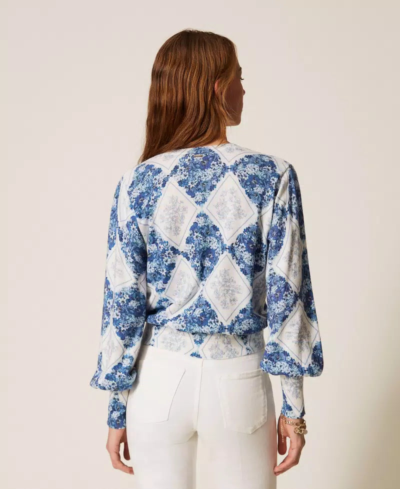 Maglia con stampa floreale a losanghe Twinset