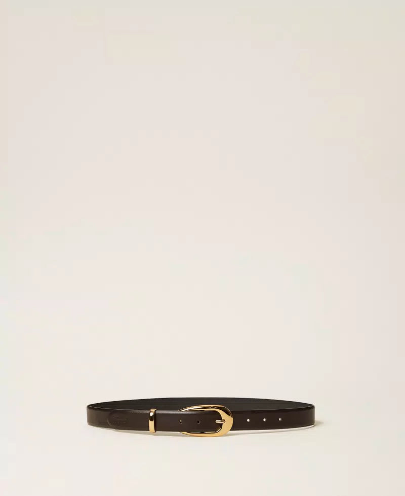 Cintura in pelle con fibbia ovale Twinset