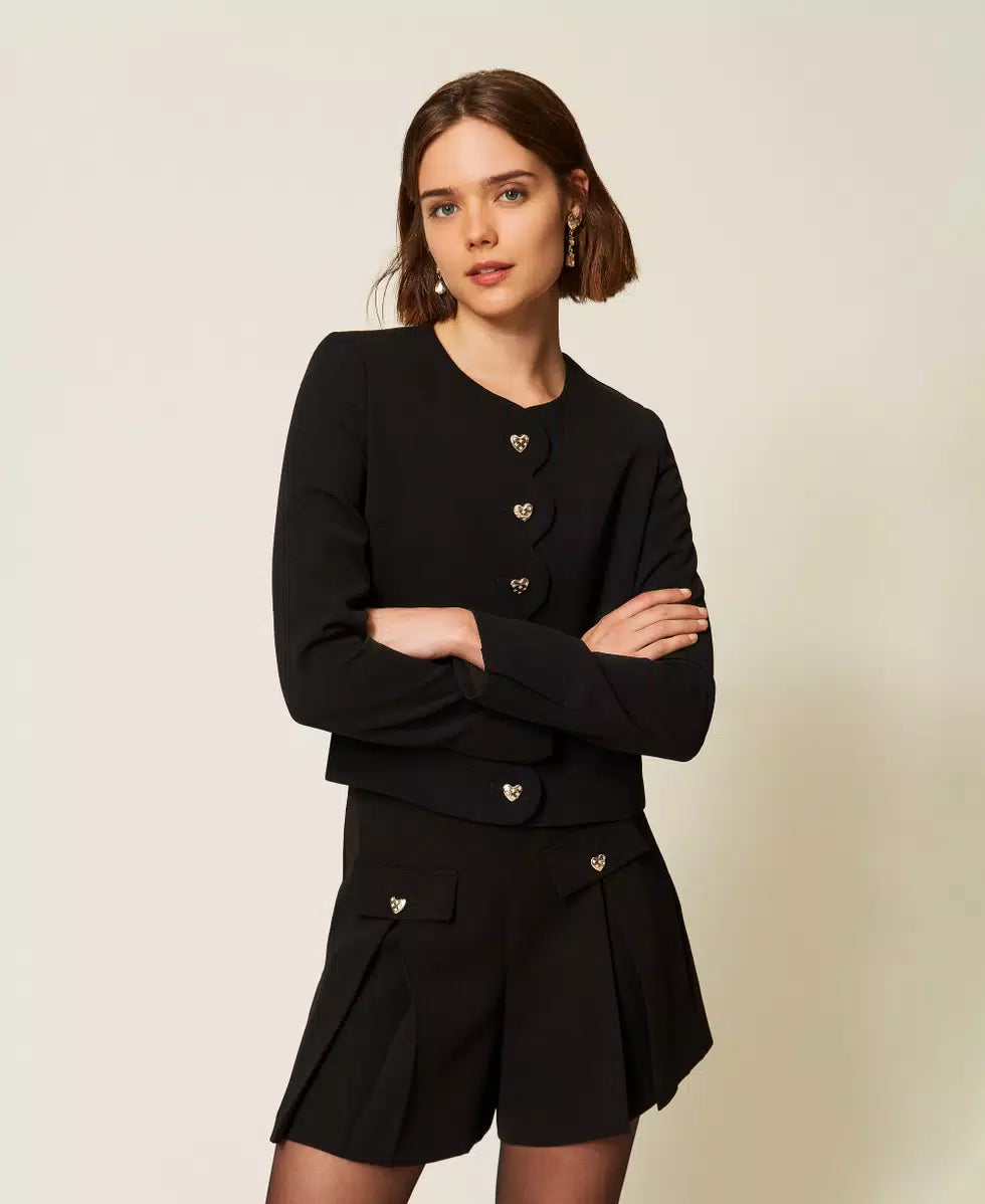 Shorts in crêpe con bottoni a cuore Twinset